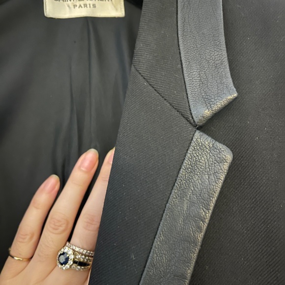 Men's Saint Laurent Black Blazer with Leather Detail EU48 US38 - Picture 3 of 8